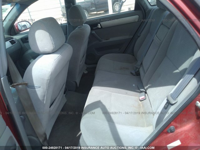 KL5JD56Z18K901749 - 2008 SUZUKI FORENZA CONVENIENCE/POPULAR RED photo 8