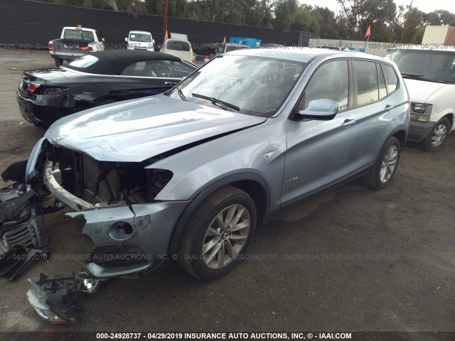 5UXWX9C57E0D23696 - 2014 BMW X3 XDRIVE28I Light Blue photo 2