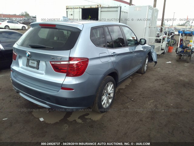 5UXWX9C57E0D23696 - 2014 BMW X3 XDRIVE28I Light Blue photo 4