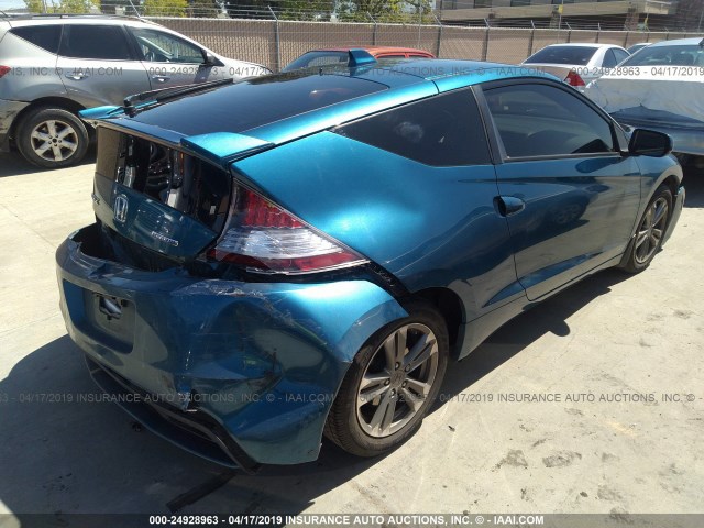 JHMZF1D44DS000360 - 2013 HONDA CR-Z BLUE photo 4