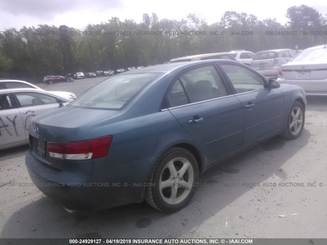 5NPEU46F06H126920 - 2006 HYUNDAI SONATA GLS/LX GREEN photo 4