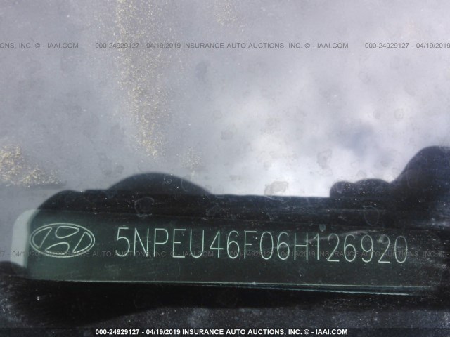 5NPEU46F06H126920 - 2006 HYUNDAI SONATA GLS/LX GREEN photo 9