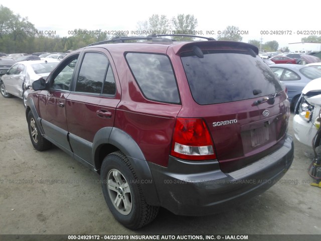 KNDJC733435030457 - 2003 KIA SORENTO EX/LX RED photo 3