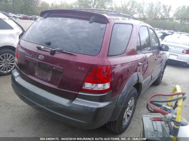 KNDJC733435030457 - 2003 KIA SORENTO EX/LX RED photo 4