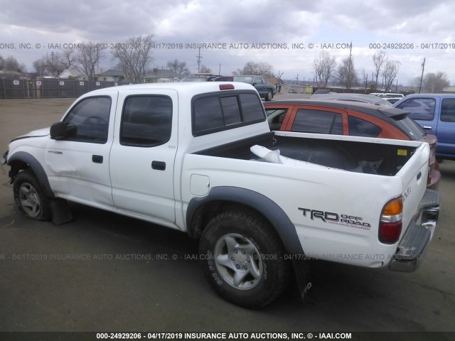 5TEHN72N51Z880376 - 2001 TOYOTA TACOMA DOUBLE CAB 白色 照片 3