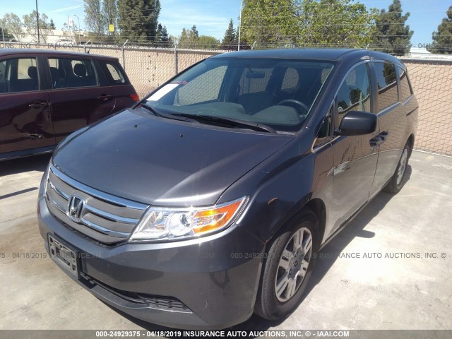 5FNRL5H28CB019936 - 2012 HONDA ODYSSEY LX GRAY photo 2