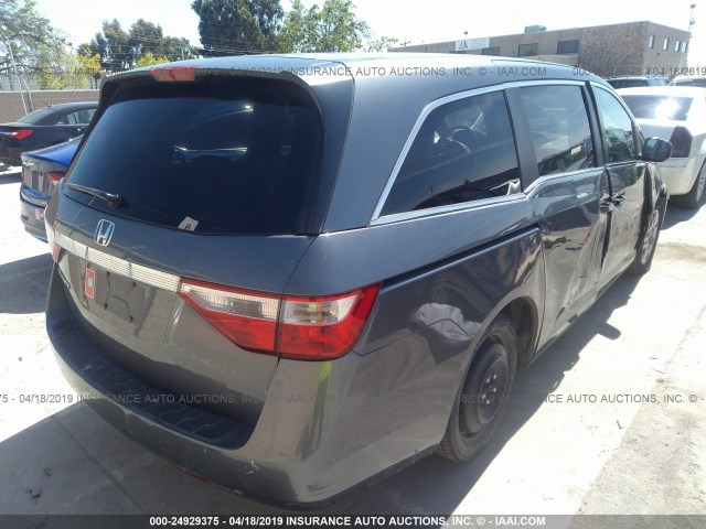 5FNRL5H28CB019936 - 2012 HONDA ODYSSEY LX GRAY photo 4