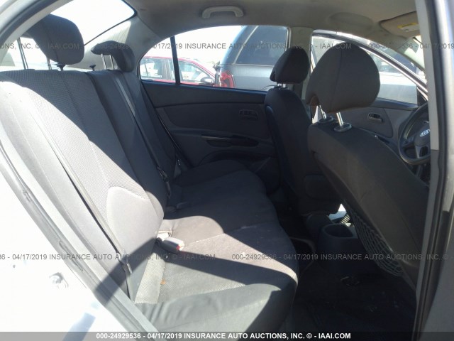 KNADH4A36A6651400 - 2010 KIA RIO LX/SX SILVER photo 8