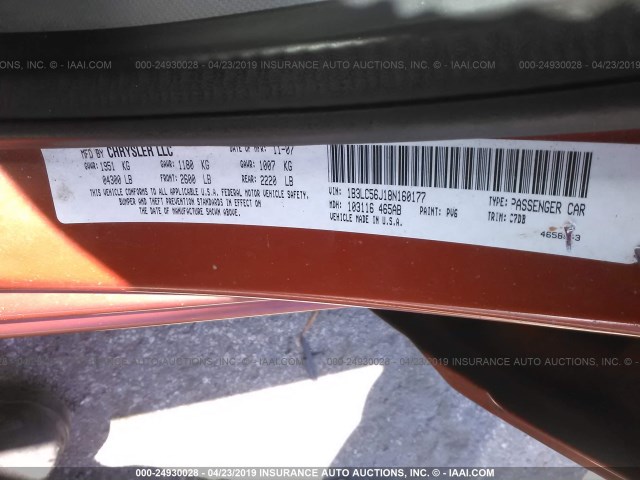 1B3LC56J18N160177 - 2008 DODGE AVENGER SXT ORANGE photo 9