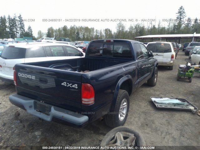 1B7GG32N82S542930 - 2002 DODGE DAKOTA SPORT/RT BLUE photo 4