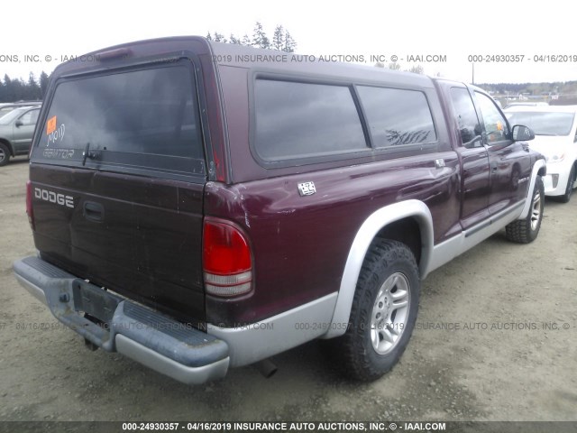 1B7GL42NX2S581018 - 2002 DODGE DAKOTA SLT RED photo 4