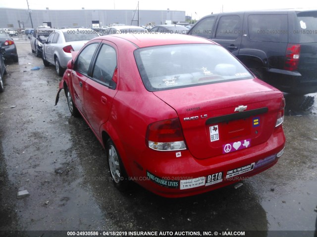 KL1TD52695B441595 - 2005 CHEVROLET AVEO LS RED photo 3