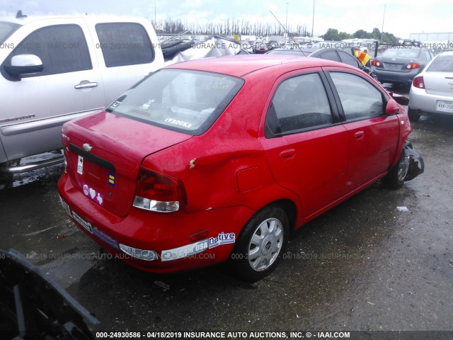 KL1TD52695B441595 - 2005 CHEVROLET AVEO LS RED photo 4