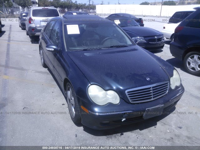 WDBRF40J74F527105 - 2004 MERCEDES-BENZ C 230K SPORT SEDAN BLUE photo 1