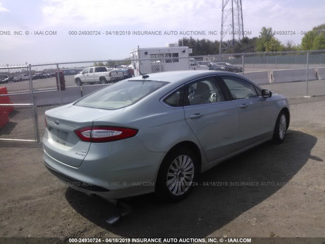 3FA6P0LU5ER363928 - 2014 FORD FUSION SE HYBRID BLUE photo 4