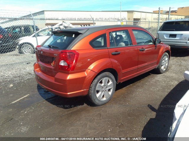 1B3HB48B27D407705 - 2007 DODGE CALIBER SXT ORANGE photo 4