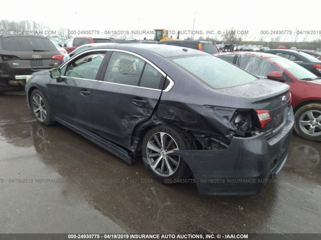 4S3BNBN64F3066853 - 2015 SUBARU LEGACY 2.5I LIMITED GRAY photo 3