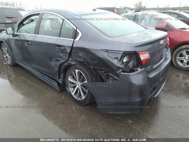 4S3BNBN64F3066853 - 2015 SUBARU LEGACY 2.5I LIMITED GRAY photo 6