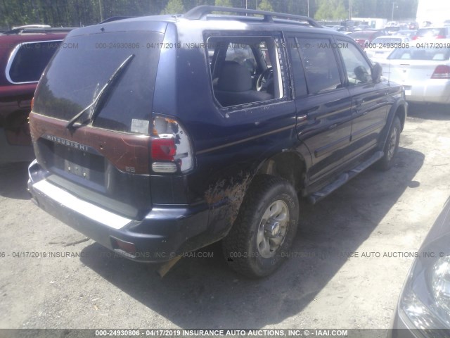 JA4LS21H93J013362 - 2003 MITSUBISHI MONTERO SPORT ES/SPORT LS BLUE photo 4