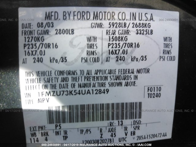 1FMZU73K54UA12849 - 2004 FORD EXPLORER XLT/XLT SPORT/NBX Yaşıl foto 9