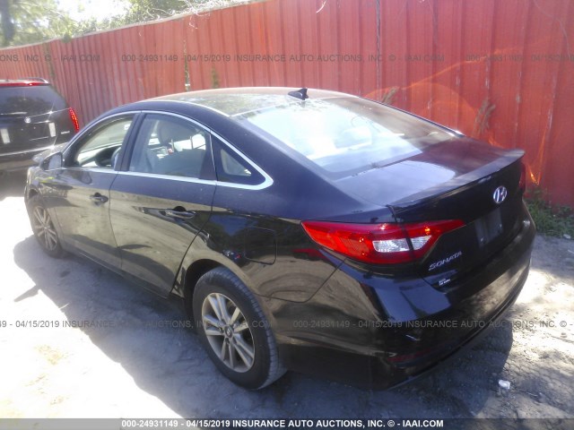 5NPE24AF9FH120921 - 2015 HYUNDAI SONATA SE BLACK photo 3