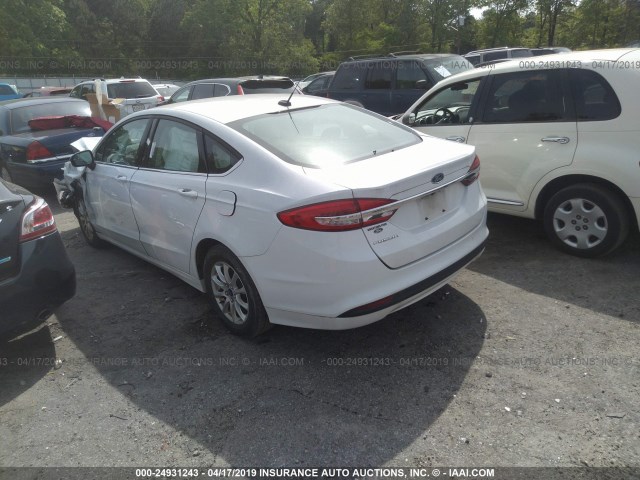 3FA6P0G70HR301149 - 2017 FORD FUSION S WHITE photo 3