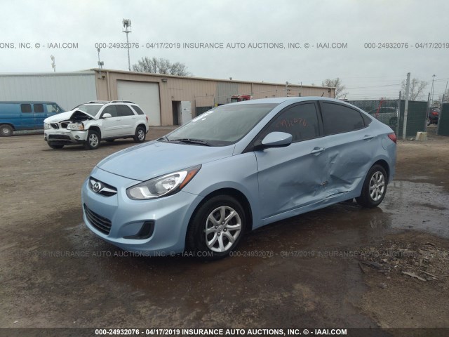 KMHCT4AE9EU740440 - 2014 HYUNDAI ACCENT GLS/GS Light Blue photo 2