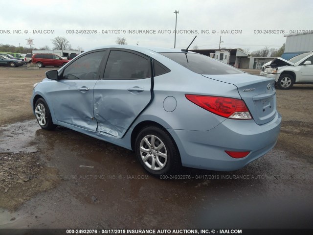 KMHCT4AE9EU740440 - 2014 HYUNDAI ACCENT GLS/GS Light Blue photo 3