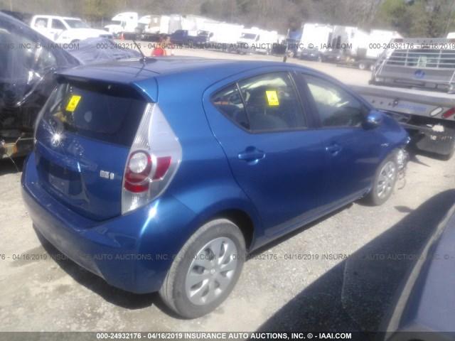 JTDKDTB31D1552306 - 2013 TOYOTA PRIUS C BLUE photo 4