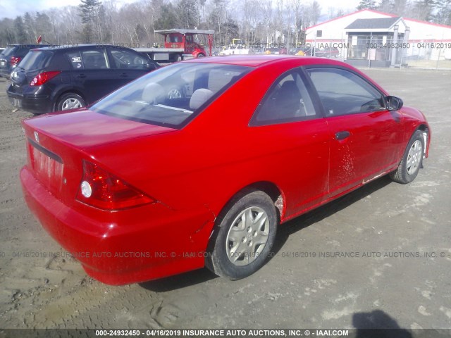 1HGEM21164L021132 - 2004 HONDA CIVIC DX VP RED photo 4