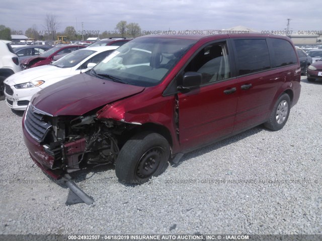 2A8HR44H98R748370 - 2008 CHRYSLER TOWN & COUNTRY  RED photo 2
