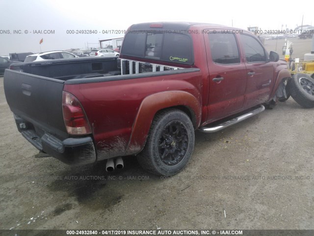 5TEJU62N15Z091775 - 2005 TOYOTA TACOMA DOUBLE CAB PRERUNNER MAROON photo 4