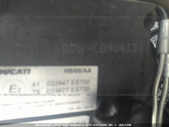 ZDM14BPW9CB004138 - 2012 DUCATI SUPERBIKE 1199 PANIGALE/S RED photo 10