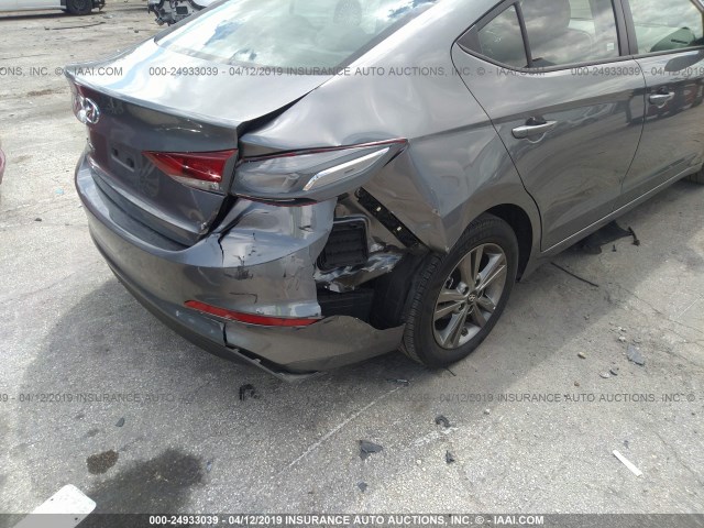 5NPD84LF3JH256378 - 2018 HYUNDAI ELANTRA SEL/VALUE/LIMITED GRAY photo 6