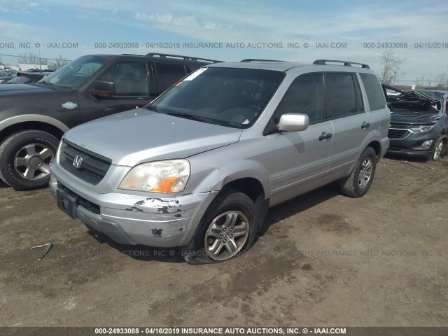 5FNYF18645B054233 - 2005 HONDA PILOT EXL SILVER photo 2