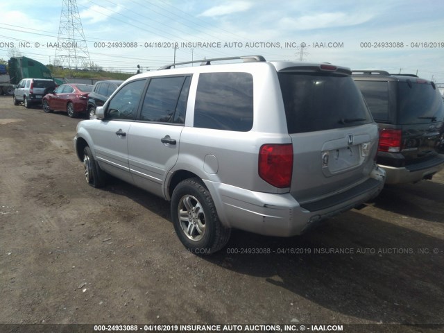 5FNYF18645B054233 - 2005 HONDA PILOT EXL SILVER photo 3