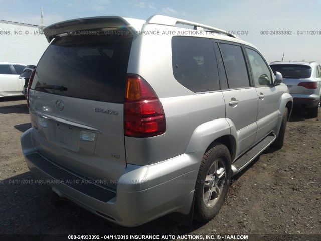 JTJBT20X540029344 - 2004 LEXUS GX 470 SILVER photo 4