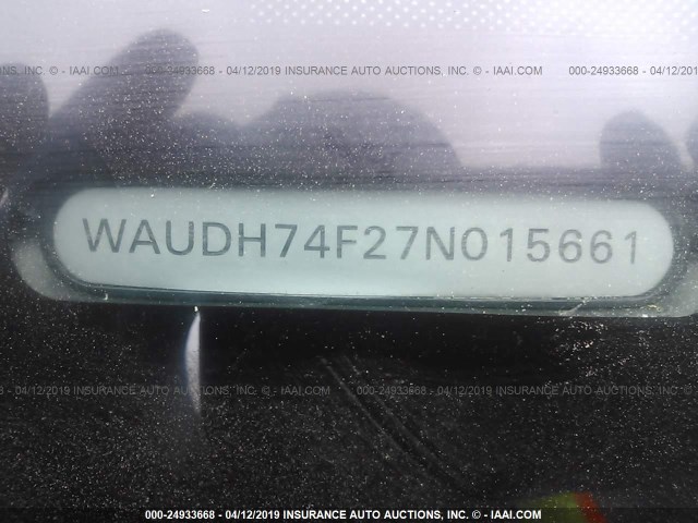 WAUDH74F27N015661 - 2007 AUDI A6 3.2 QUATTRO SILVER photo 9