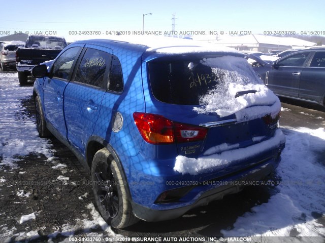 JA4AR3AU2KU019278 - 2019 MITSUBISHI OUTLANDER SPORT  BLUE photo 3