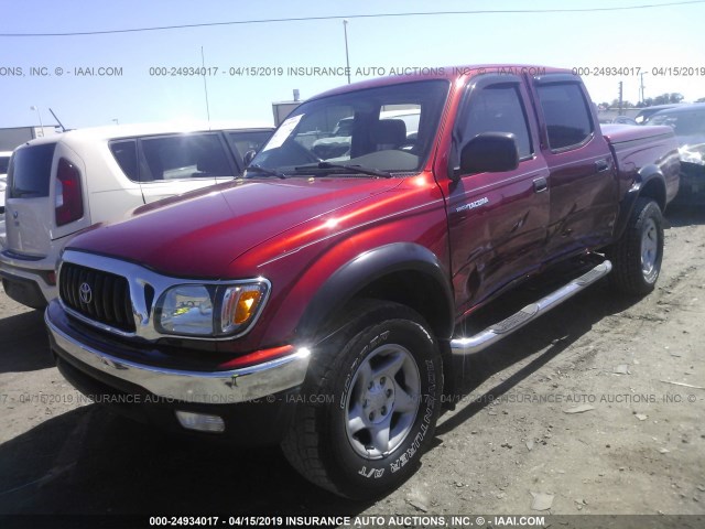 5TEGM92NX2Z095623 - 2002 TOYOTA TACOMA DOUBLE CAB PRERUNNER RED photo 2