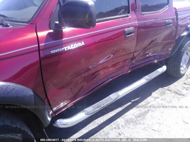 5TEGM92NX2Z095623 - 2002 TOYOTA TACOMA DOUBLE CAB PRERUNNER RED photo 6