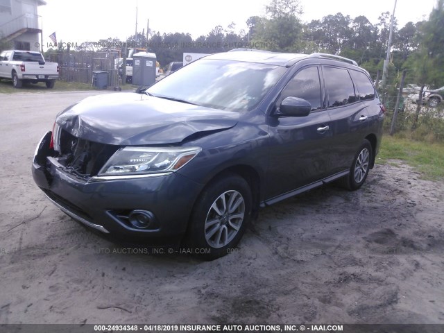5N1AR2MN0DC671678 - 2013 NISSAN PATHFINDER S/SV/SL/PLATINUM GRAY photo 2