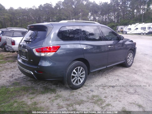 5N1AR2MN0DC671678 - 2013 NISSAN PATHFINDER S/SV/SL/PLATINUM GRAY photo 4