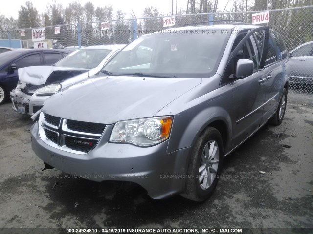 2C4RDGCG4GR387875 - 2016 DODGE GRAND CARAVAN SXT SILVER photo 2