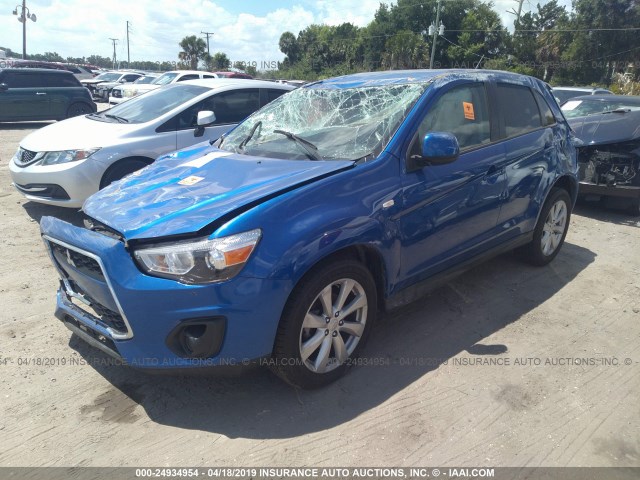 4A4AP3AUXFE054218 - 2015 MITSUBISHI OUTLANDER SPORT ES BLUE photo 2