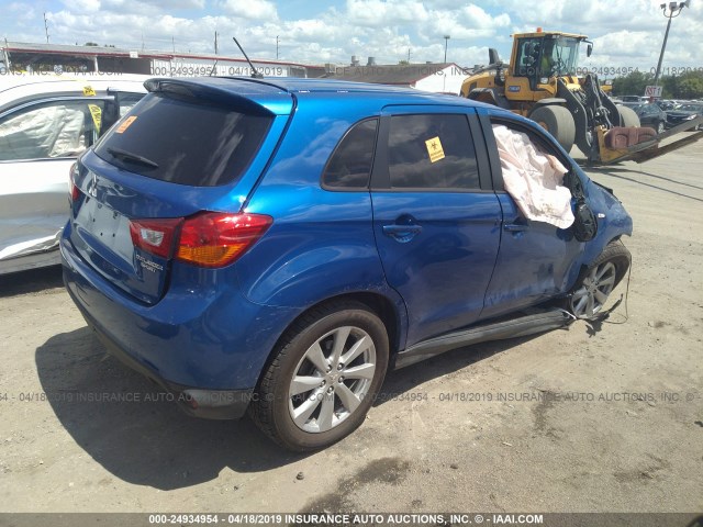 4A4AP3AUXFE054218 - 2015 MITSUBISHI OUTLANDER SPORT ES BLUE photo 4