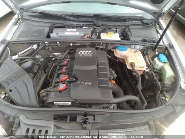 WAUAF78E78A159970 - 2008 AUDI A4 2.0T SILVER photo 10