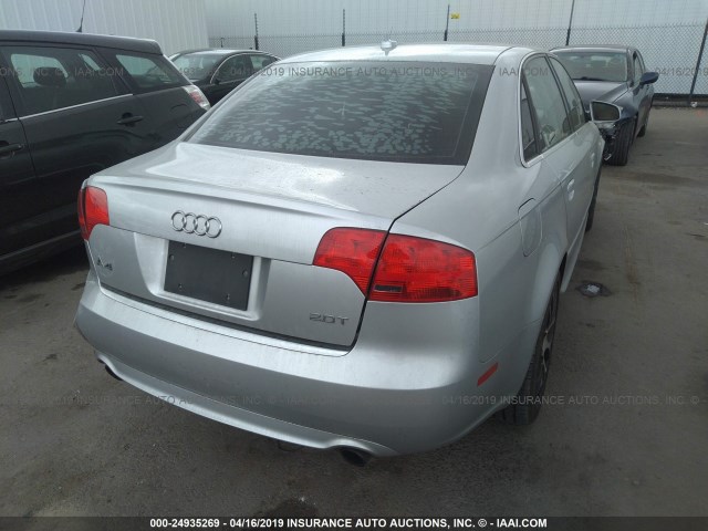 WAUAF78E78A159970 - 2008 AUDI A4 2.0T SILVER photo 4