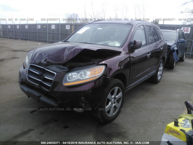 5NMSH13E78H218303 - 2008 HYUNDAI SANTA FE SE/LIMITED MAROON photo 2