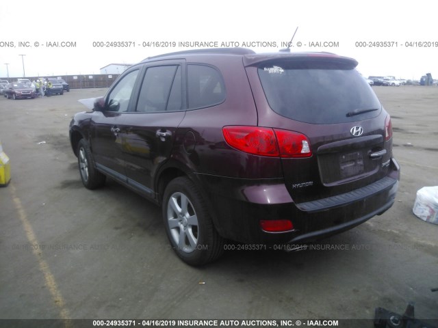 5NMSH13E78H218303 - 2008 HYUNDAI SANTA FE SE/LIMITED MAROON photo 3